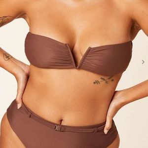 NWT Andie Swimwear The Scala Bikini Top Strapless Size M Espresso Style# AT169
